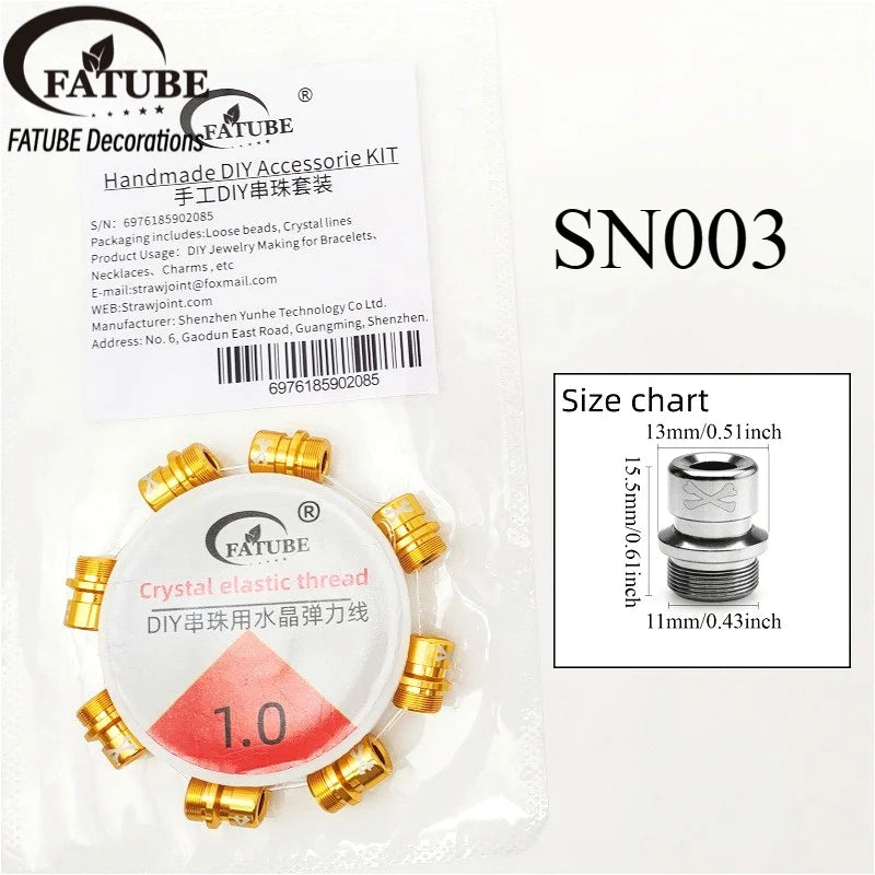 FATUBE DIY Jewelry Set Multicolor Thread Large Hole Aluminum Beads Elastic Thread For Handmade Bracelet Charm Craft Making