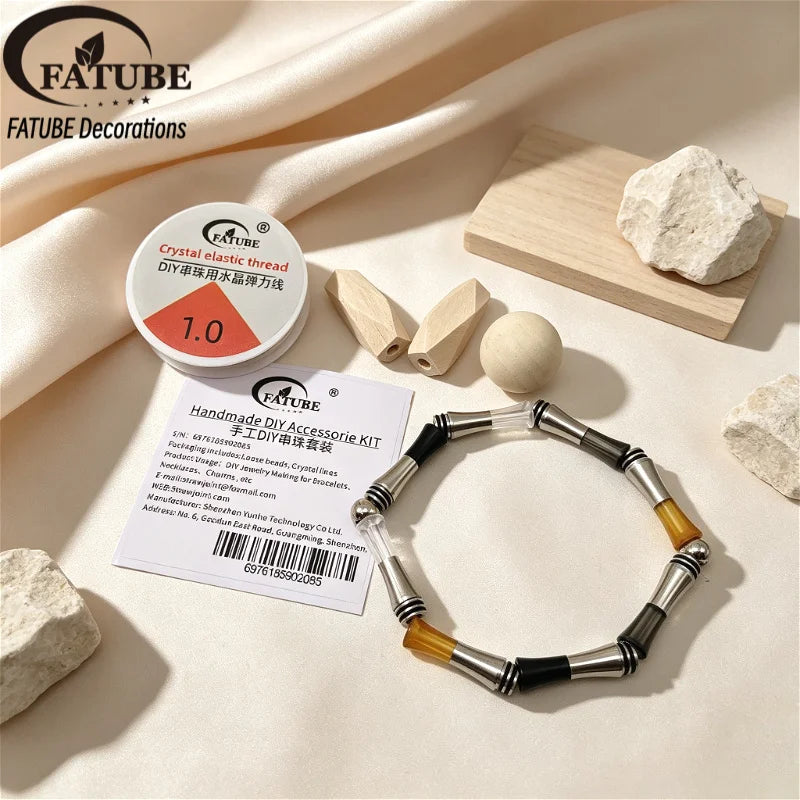FATUBE Metal Plastic Tube Beads DIY Bracelet Making Kit with 1.0mm Crystal Elastic Thread Handmade Jewelry Spacer Beads Suppiles