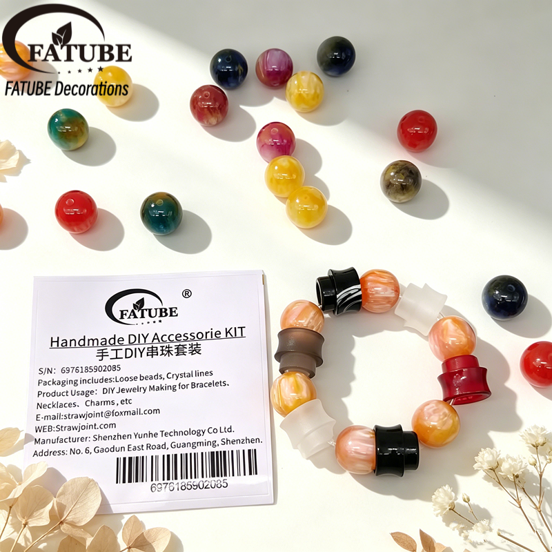 Small Waist Resin Loose Beads and Elastic Thread Set, Handmade DIY Bracelet Jewelry Making Supply Kit.
