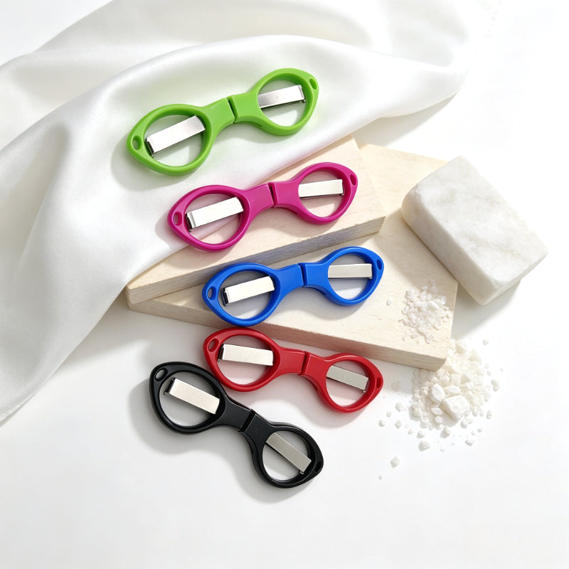 1PC Mini Eyeglass Shaped Folding Pocket Scissors, Portable Travel Small Scissors for DIY Sewing Thread Cutting & Craft Supplies