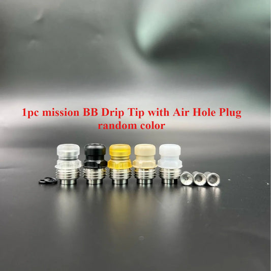 DDSX 1PC Mission Button Quick-Release Drip Tip Stainless Steel Plastic PEI PEEK Heat Insulation with Air Hole Plug Random Color