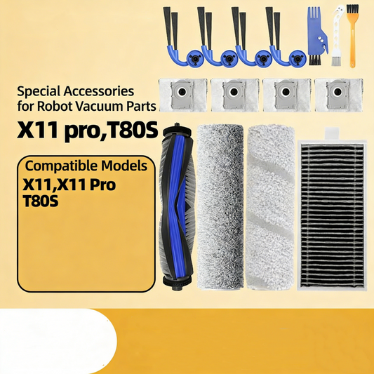 Compatible for Ecovacs X11 / X11 PRO / T80S Robot Vacuum Cleaner Main Brush Side Brush Roller Mop Cloth Filter Dust Bag