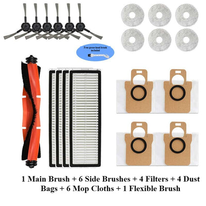 For Xiaomi Mi Robot Vacuum X20 Pro / X20 Max Accessories, Roller Brush, Side Brush, Hepa Filter, Mop Cloth, Dust Bag