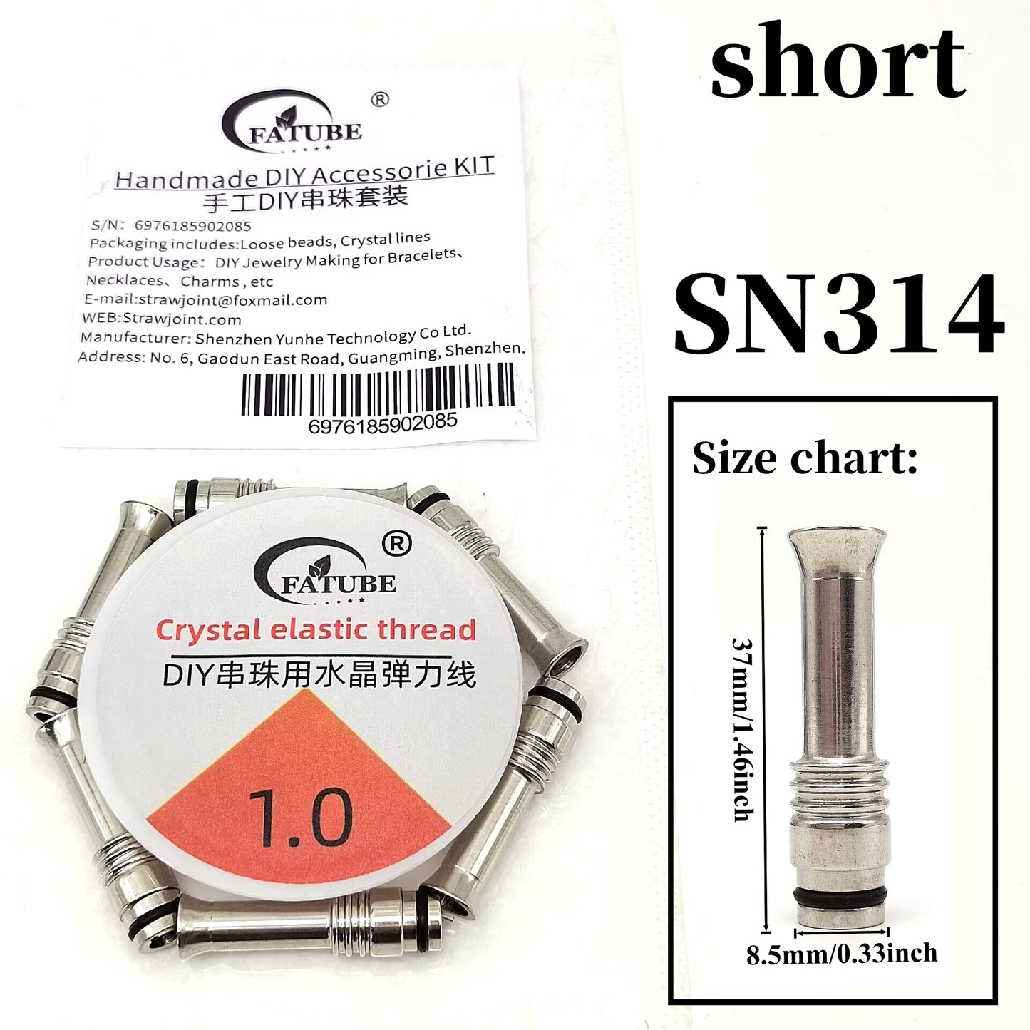 Silver Electroplated Metal Tube Beads DIY Jewelry Making Kit, Handcraft Bracelet Necklace Accessories with 1.0mm Crystal Elastic Stretch Thread