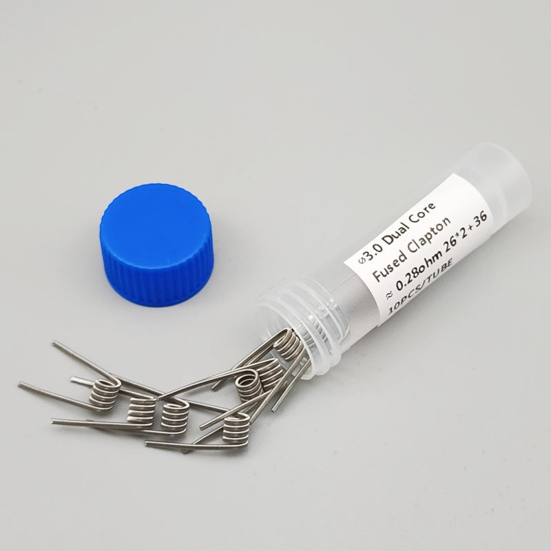 Premium Ni80 Dual Core Fused Clapton Prebuilt Coils - 0.28Ω/0.62Ω, 3.0mm 10/20/30PCS - Fast Heating Resistance Wire