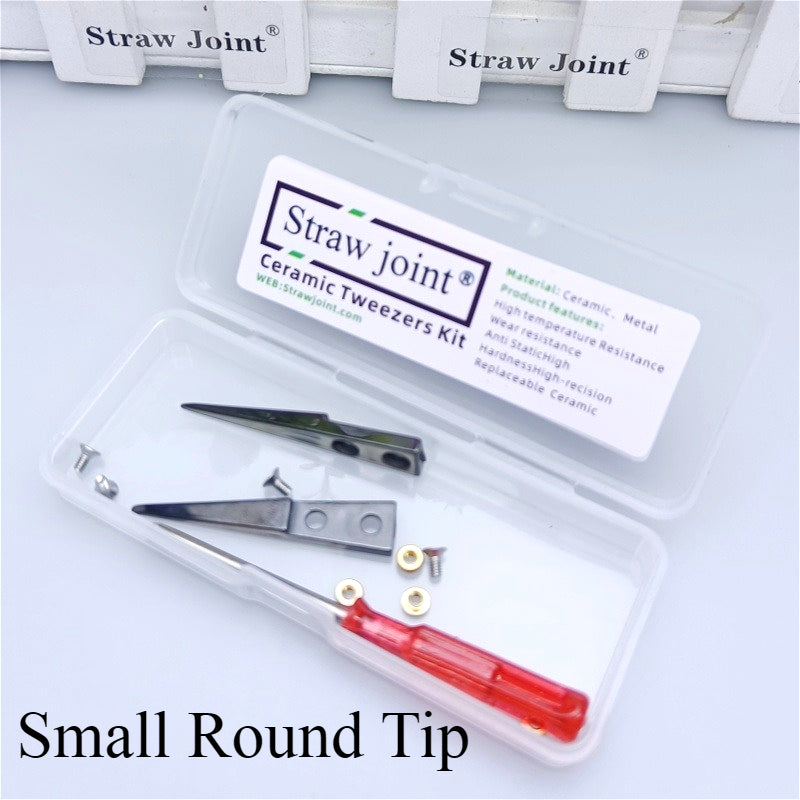 Ceramic Tweezers Tips Kit Stainless Steel Handle Anti-Static High Precision Replacement Tweezers Parts Set Tweezers Repair Tools