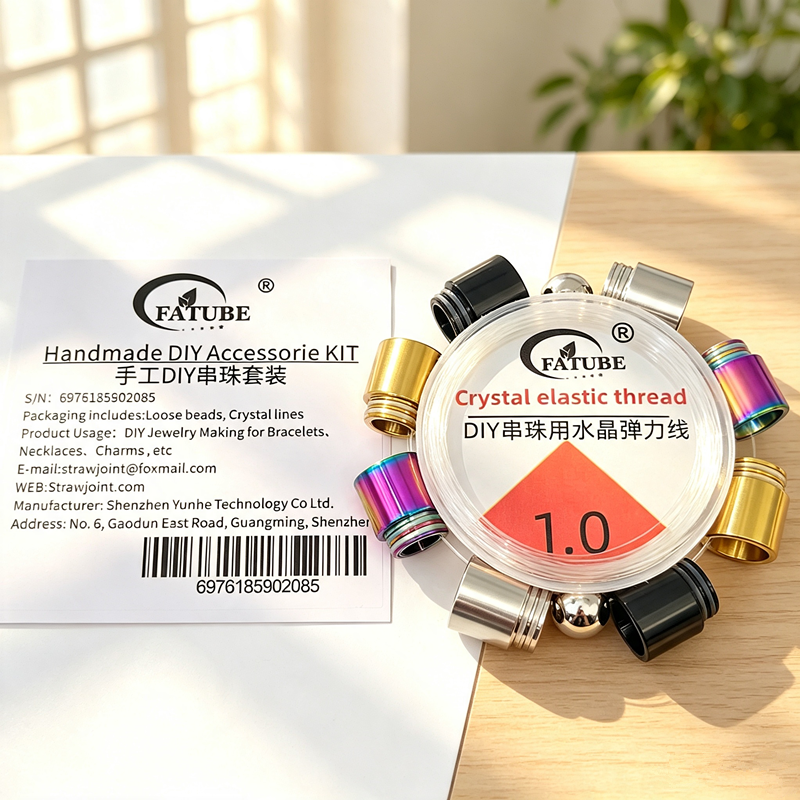 Multicolor Stainless Steel Grooved Tube Spacer Beads DIY Jewelry Making Kit With 1.0mm Crystal Elastic Thread For Bracelet Necklace Craft.