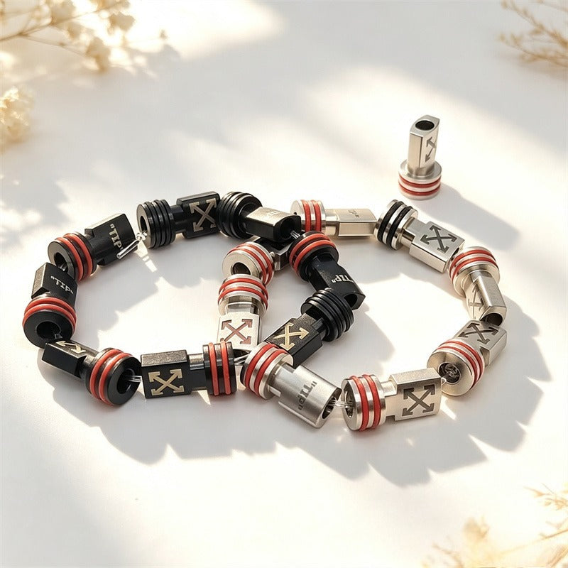 FATUBE 1.0mm Crystal Elastic Stretch Cord DIY Jewelry Making Kit, Black Silver Arrow Stainless Steel Tube Beads, Handmade Bracelet Necklace Charms Accessories Set