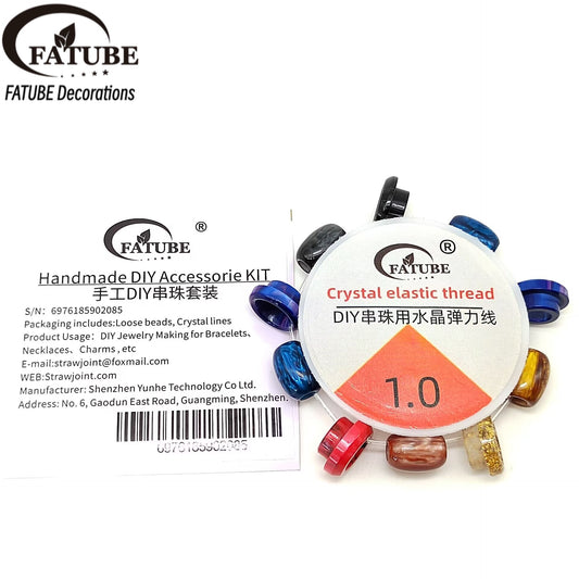 FATUBE Resin Colorful Beads Crystal Elastic Cord 1.0mm Handmade DIY Beading Bracelet and Necklace Wear-Resistant Transparent Elastic String Accessories.