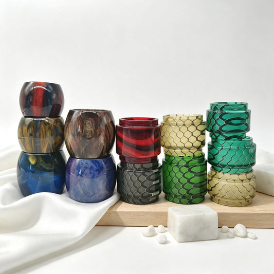 Honeycomb Marbled Resin Cylinder Sleeve Fat Tube Decorative Display Holder Round Resin Tube Accessories for Display Ornament