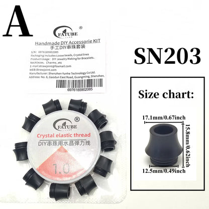 FATUBE Stretch Beading Cord with Glossy Black Loose Beads Complete DIY Jewelry Making Kit.