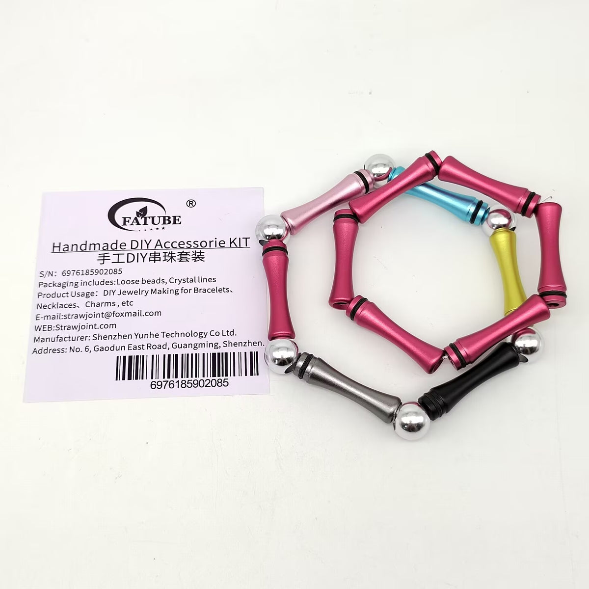 Aluminum Tube Beads DIY Jewelry Making Kit, Multi Color Spacer Beads with 1.0mm Crystal Elastic Thread for Bracelet Necklace Craft.