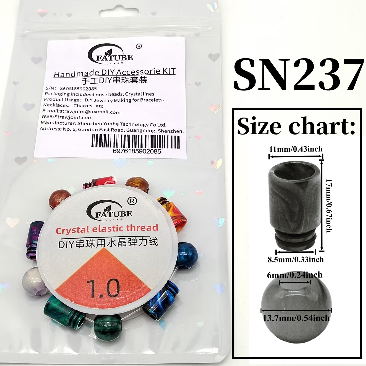 FATUBE 1.0mm Crystal Elastic Thread, DIY Beading Supplies for Handmade Bracelets and Necklaces.