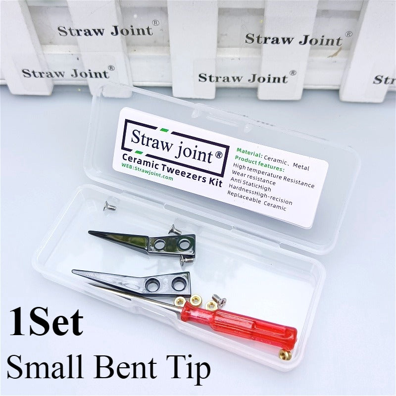 Ceramic Tweezers Tips Kit Stainless Steel Handle Anti-Static High Precision Replacement Tweezers Parts Set Tweezers Repair Tools