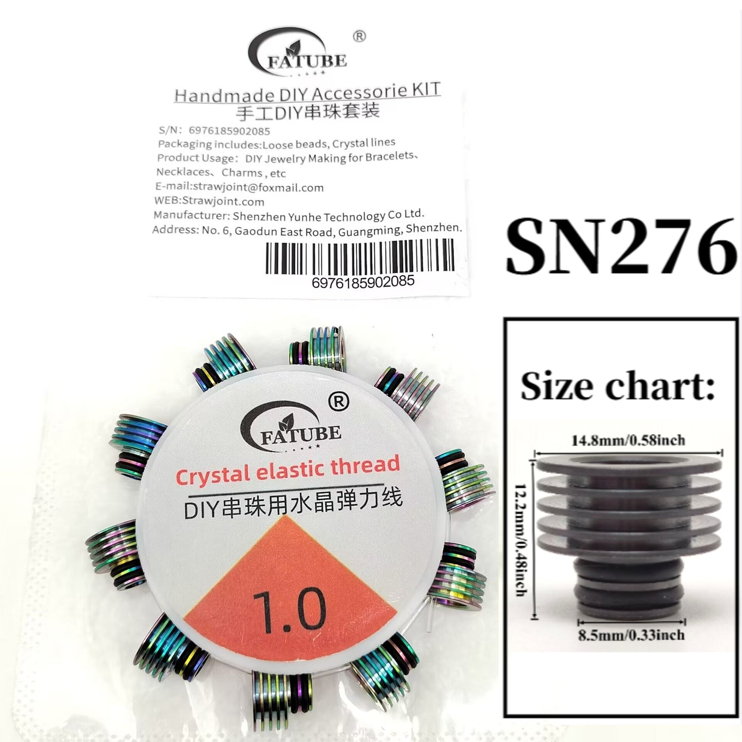 FATUBE Stainless Steel Beads DIY Jewelry Kit 1.0mm Crystal Elastic String for Handmade Bracelets and Necklaces.