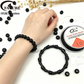 FATUBE Black POM Large Hole Bucket Beads DIY Bracelet Components Matte Black Resin Loose Beads with 1.0 Crystal Elastic String Craft Kit