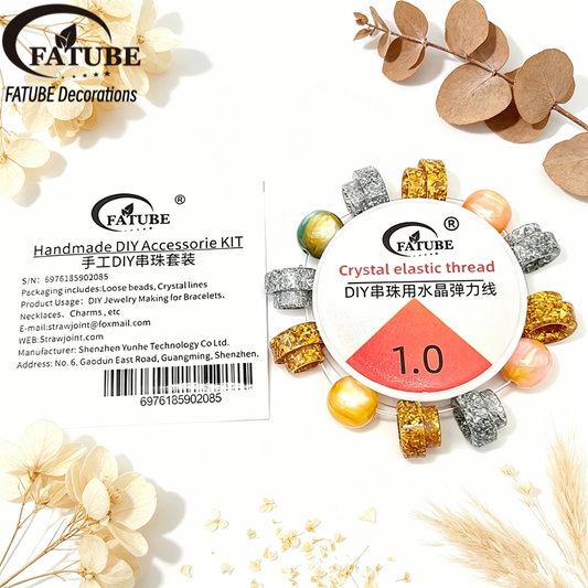 FATUBE Colored mixed-color resin scattered beads, large-hole cylindrical golden-spotted beads, homemade necklace and bracelet DIY accessories