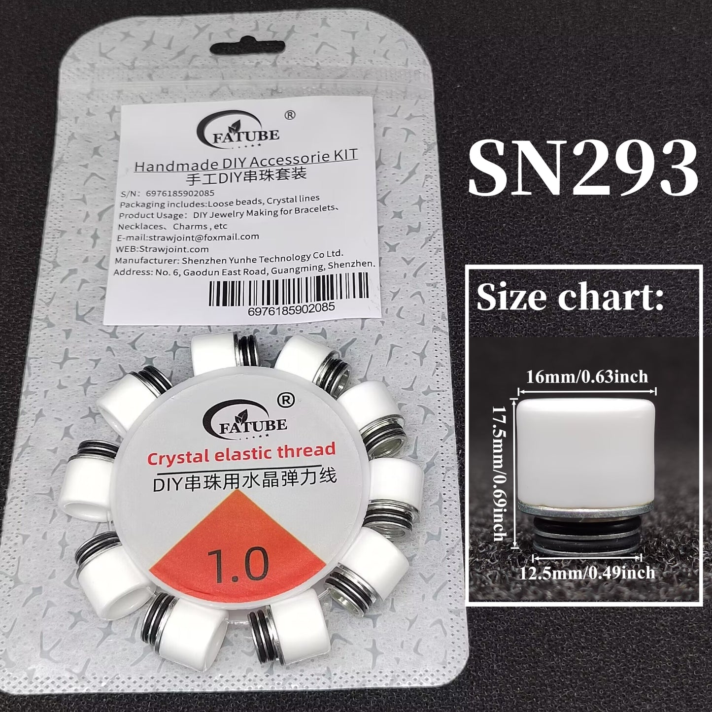 Handmade DIY Jewelry Accessory Kit, Smooth Printed Ceramic Beads, 1mm Crystal Elastic String, Cylindrical Ceramic Nozzle Beads for Bracelet Making