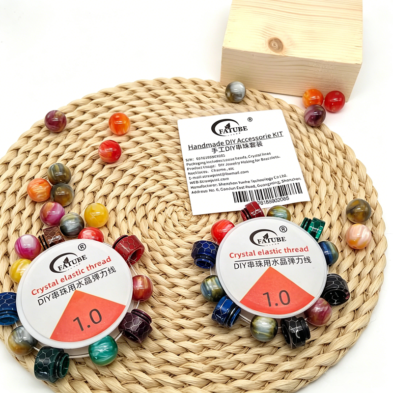 Mixed Color Crack Texture Resin Spacer Beads Set Handmade Jewelry Bracelet Accessories Material.