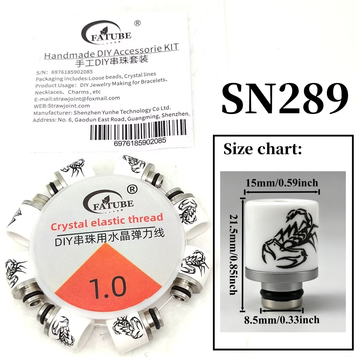 1.0mm Crystal Elastic Thread Beading Kit, Printed Ceramic Tube Beads and Stainless Steel Spacers, DIY Handmade Bracelet Necklace Jewelry Making Supplies