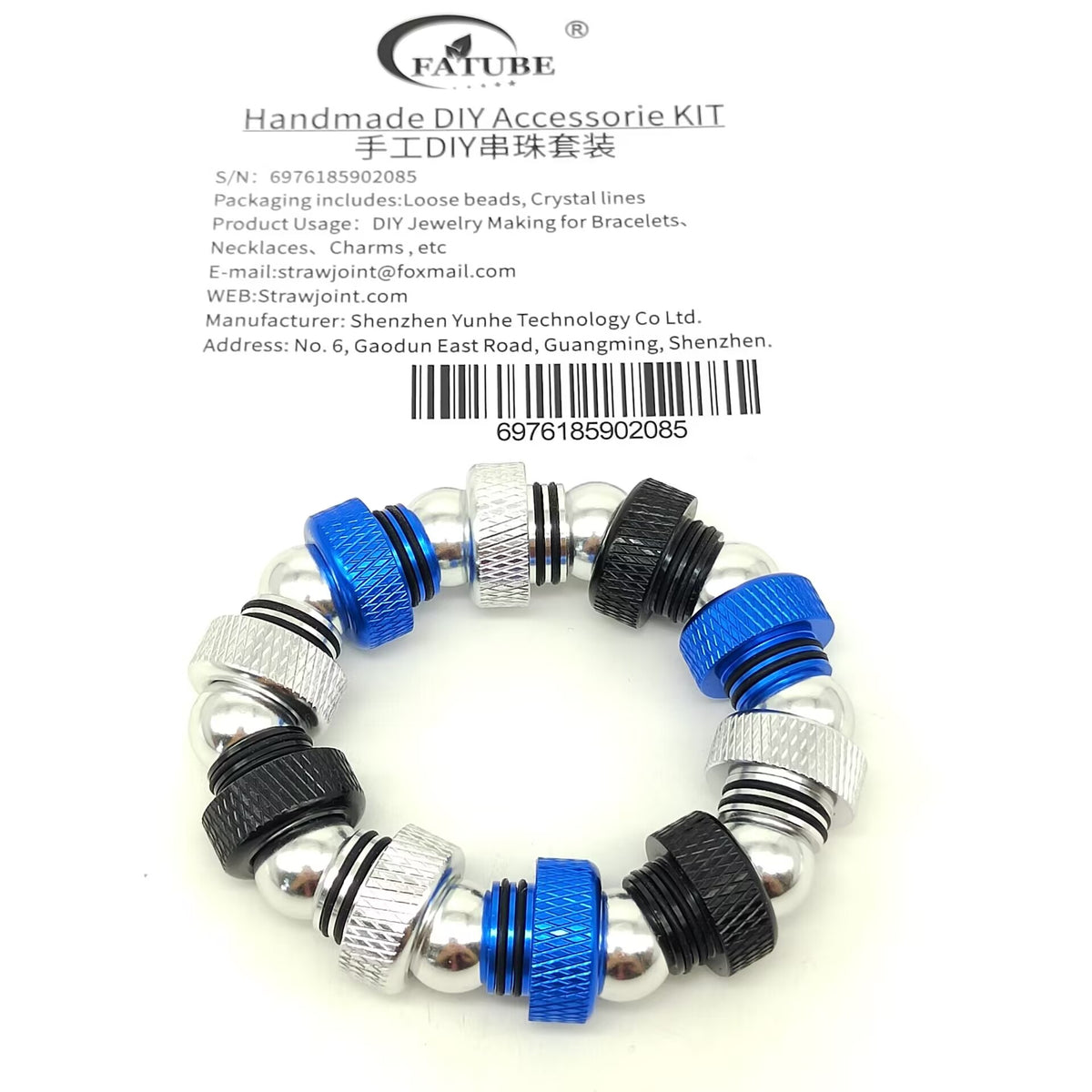 FATUBE Aluminum Metal Tube Beads DIY Jewelry Making Kit, Multicolor Knurled Aluminum Spacer Beads with 1.0mm Crystal Elastic Thread for Bracelet Necklace Craft.