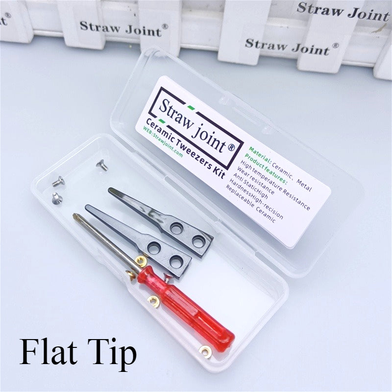 Ceramic Tweezers Tips Kit Stainless Steel Handle Anti-Static High Precision Replacement Tweezers Parts Set Tweezers Repair Tools