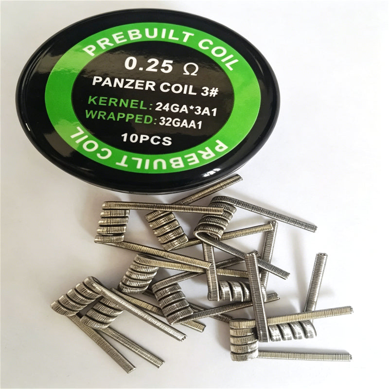 10pcs/box Prebuilt Panzer Coils 0.25Ω/0.3Ω 10Pcs - 24GA/26GA*3 + 32GA A1 Heating Wire, Tight/Loose Wound DIY Heating Elements