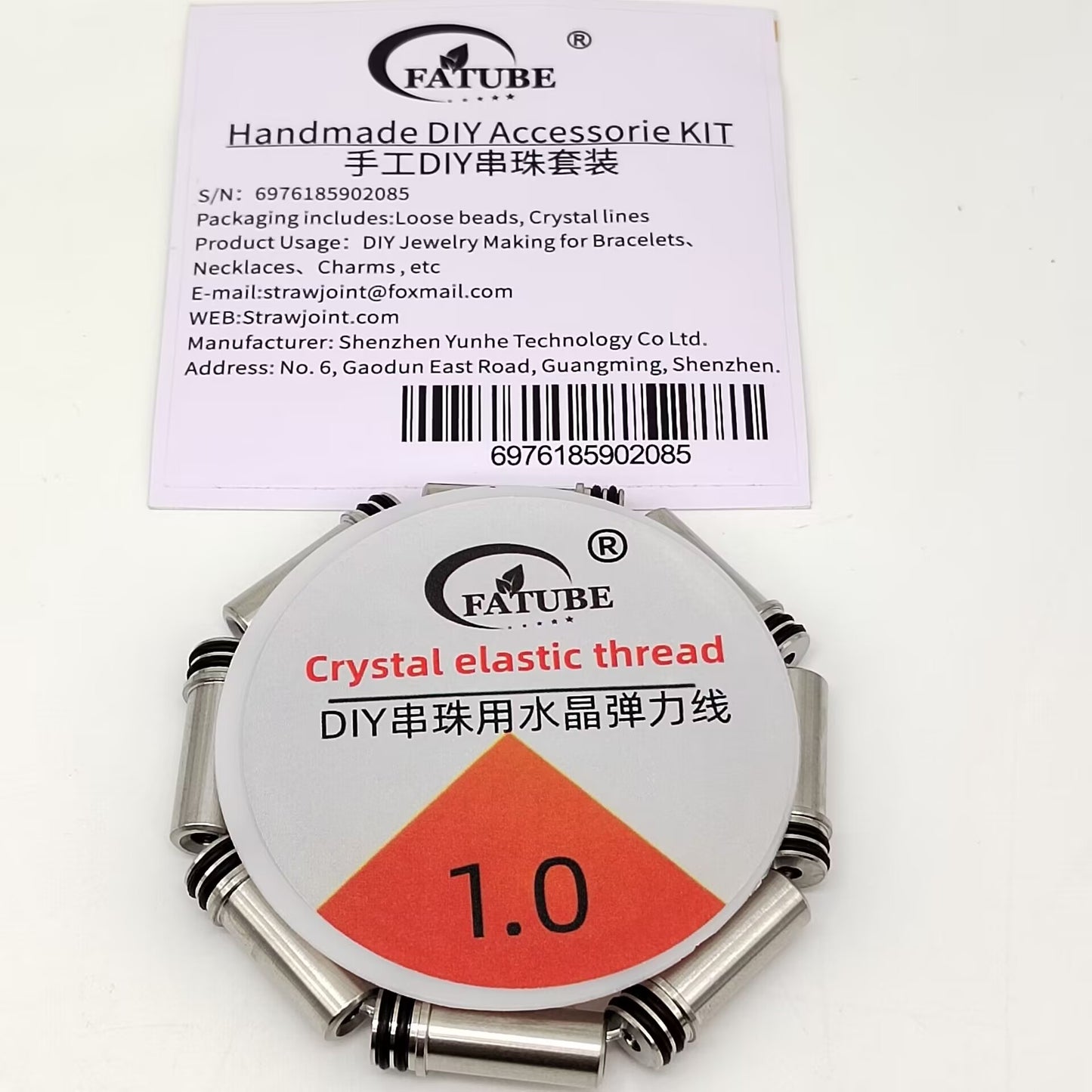 FATUBE handmade Jewelry Making Kit 1.0 Crystal Elastic Thread Stainless Steel Bead Tube DIY Bracelet Accessories.