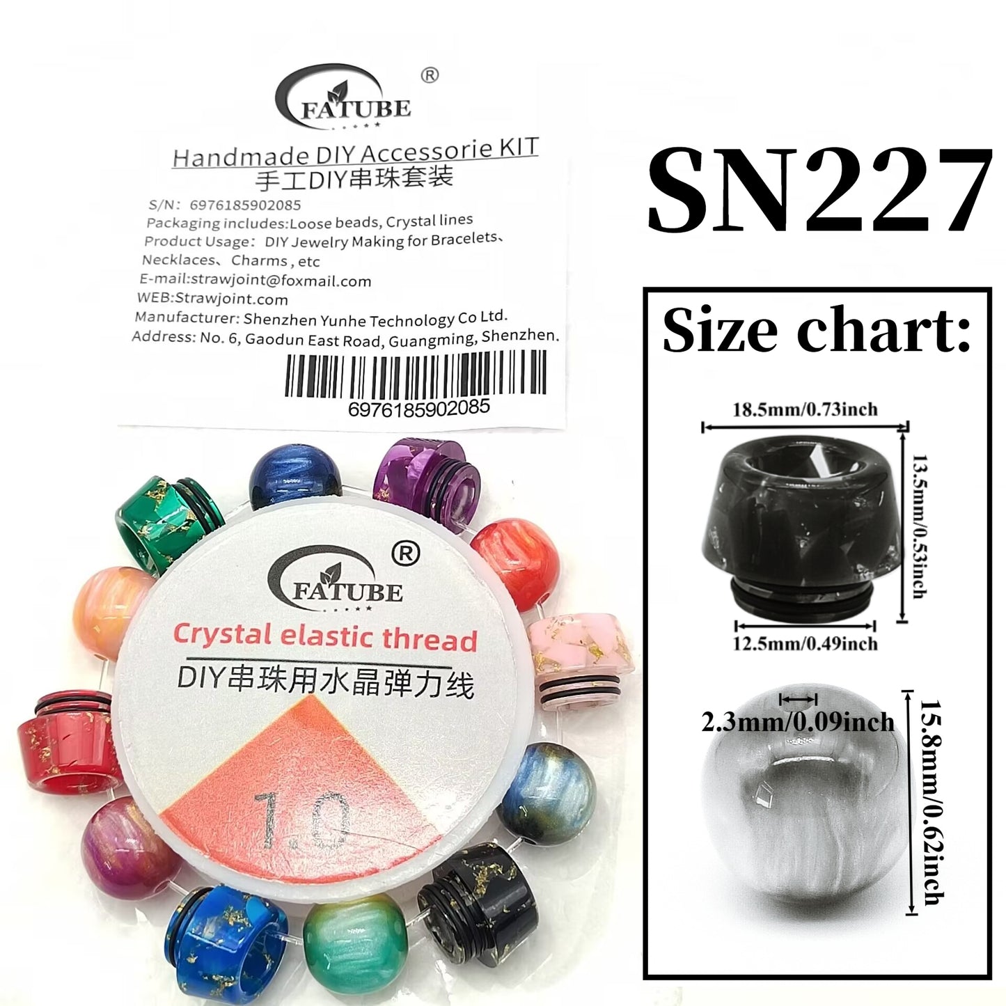 FATUBE Oil Painting Swirl Olive Shaped Resin Loose Beads DIY Bracelet Jewelry Making Kit With Elastic Cord.