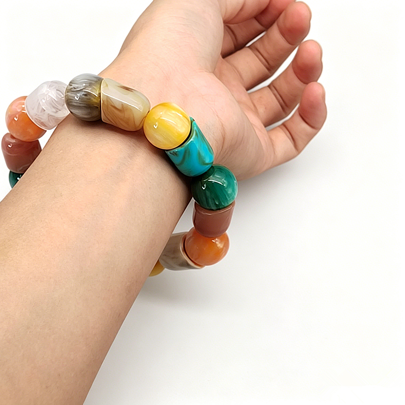 Mixed Color Imitate Jade Loose Beads Set Crystal Elastic Thread DIY Jewelry Making Accessories Material.