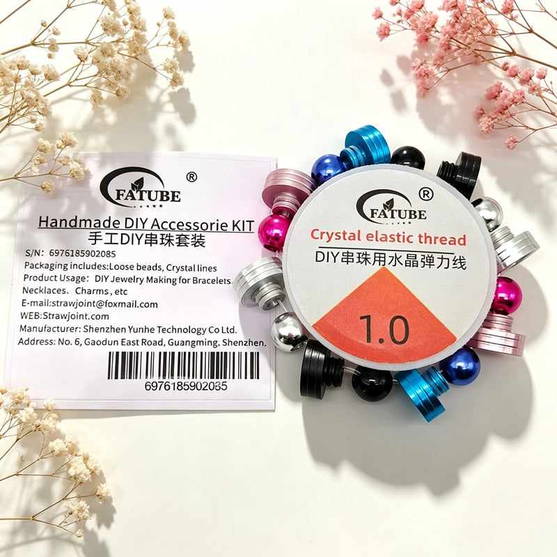 Multi-Color Aluminum Bead DIY Elastic String Kit Handmade Adjustable Bracelet Necklace Making Crystal Elastic Thread Accessory Set