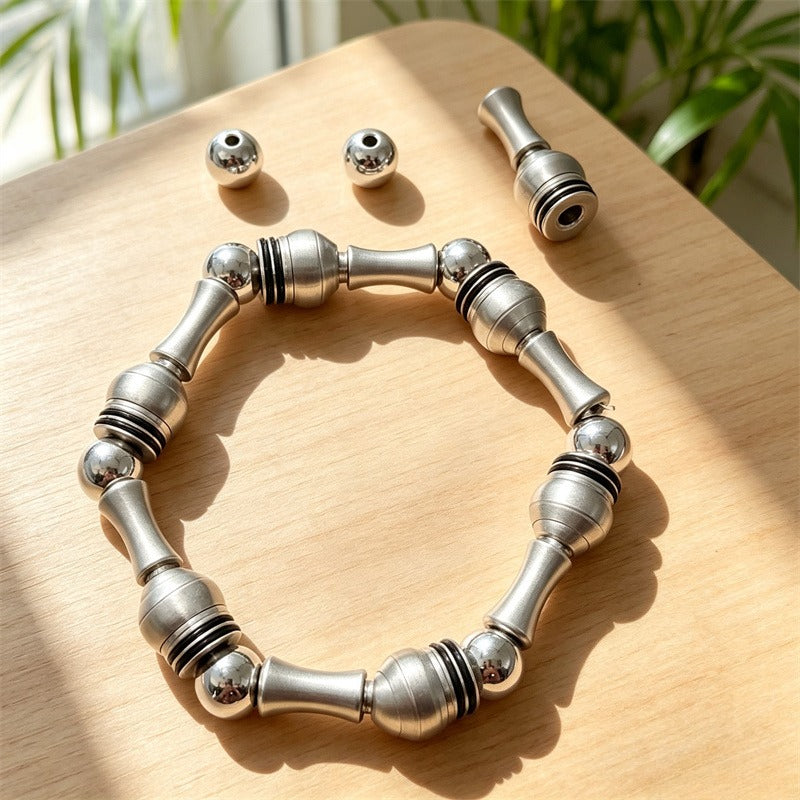 Silver Rotatable Metal Tube Beads DIY Jewelry Accessory Kit, Handmade Bracelet and Necklace Making Supplies, Includes 1.0mm Crystal Elastic Stretch Thread