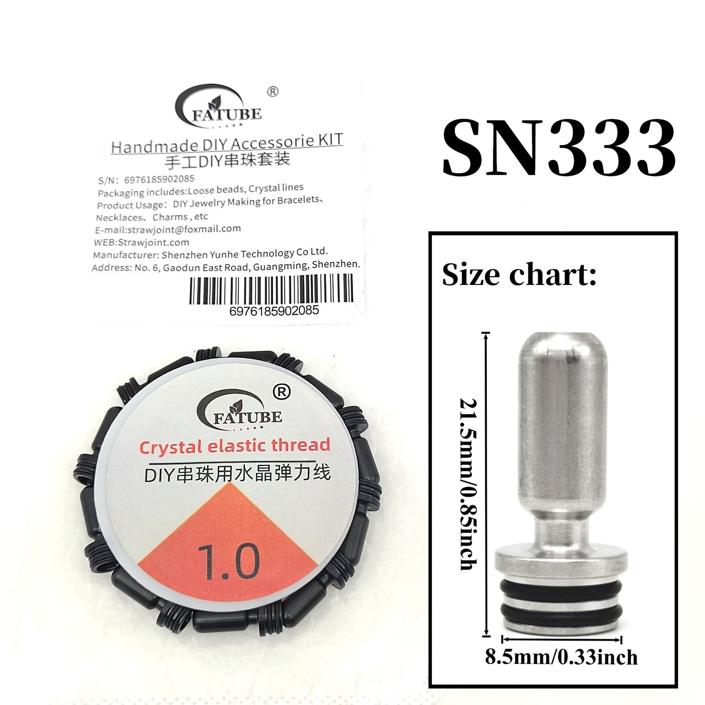 Handmade DIY Jewelry Making Kit Stainless Steel Threaded Cylinder Loose Beads 1.0mm Crystal Elastic Thread For Bracelet Necklace.