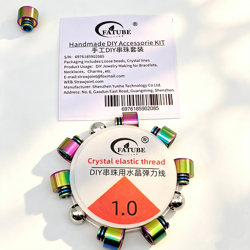 Rainbow Iridescent Stainless Steel Tube Spacer Beads DIY Jewelry Making Kit, 1.0mm Crystal Elastic Stretch Thread, Handmade Bracelet Wristband Craft Accessories Set.