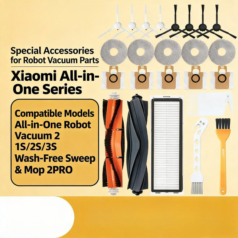 Replacement Parts for Mi Robot Vacuum-Mop All-Rounder 1S/2S/3S & Self-Cleaning 2 Pro | Main Brush, Filter, Mop Cloth