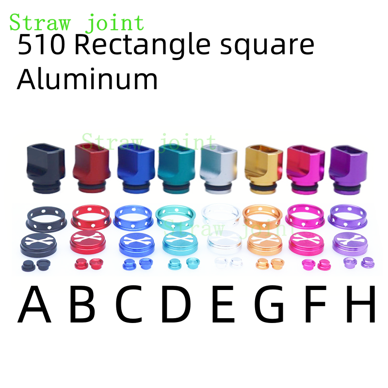 510 Rectangle square Aluminum Multicolor colour /drip tip  With Button set XBONE Colorful  Aluminum DRIP TIPS Straw Joint