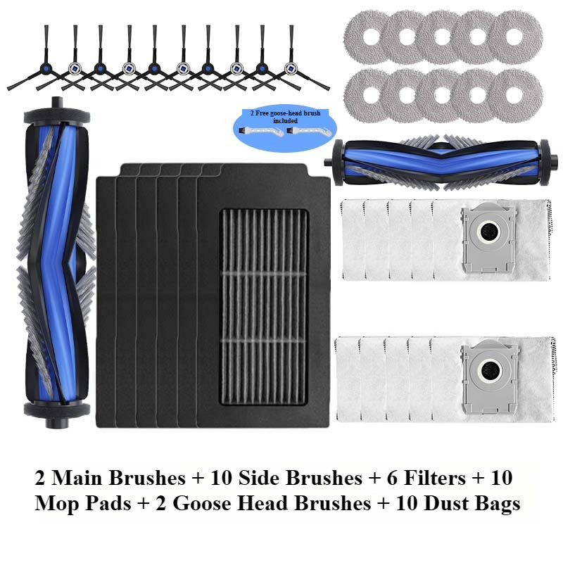 Consumables & Accessories for Ecovacs T50 PRO Robot Vacuum:Dust Bag,Mop Cloth,Cleaning Solution,Rolling Brush,Side Brush,Filter
