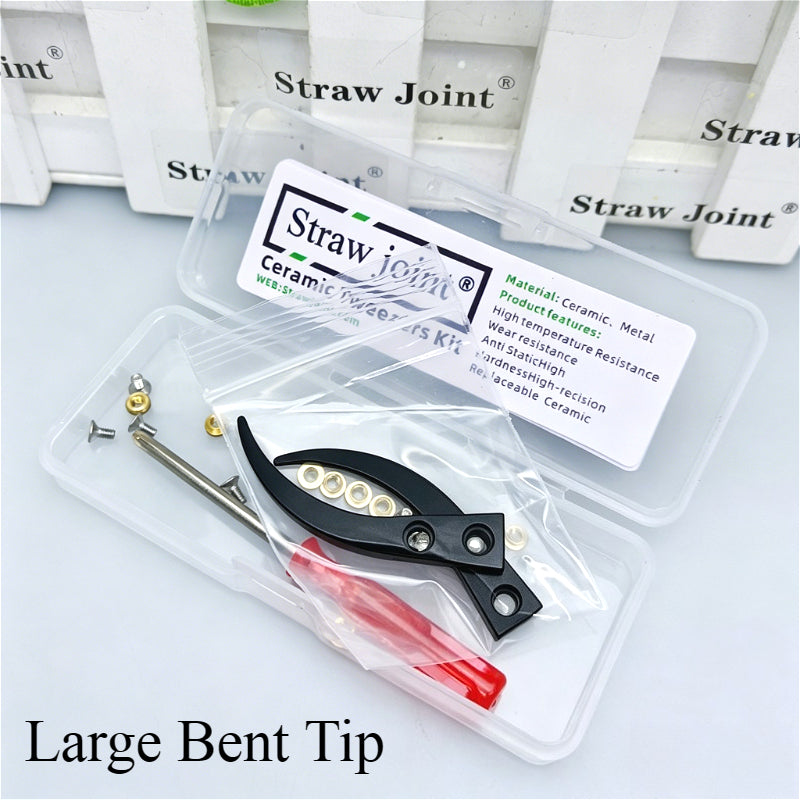 Ceramic Tweezers Tips Kit Stainless Steel Handle Anti-Static High Precision Replacement Tweezers Parts Set Tweezers Repair Tools