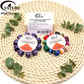 FATUBE Colorful Dyeing/Gold Pattern Resin Bead + Round Bead DIY Pendant Accessories, Loose Beads Set, 1.0 Elastic Thread Material Pack