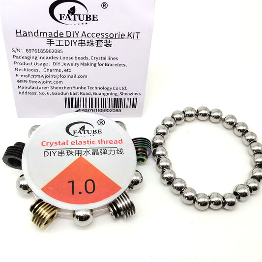 FATUBE Stainless Steel Beads DIY Jewelry Kit 1.0mm Crystal Elastic String for Handmade Bracelets and Necklaces.