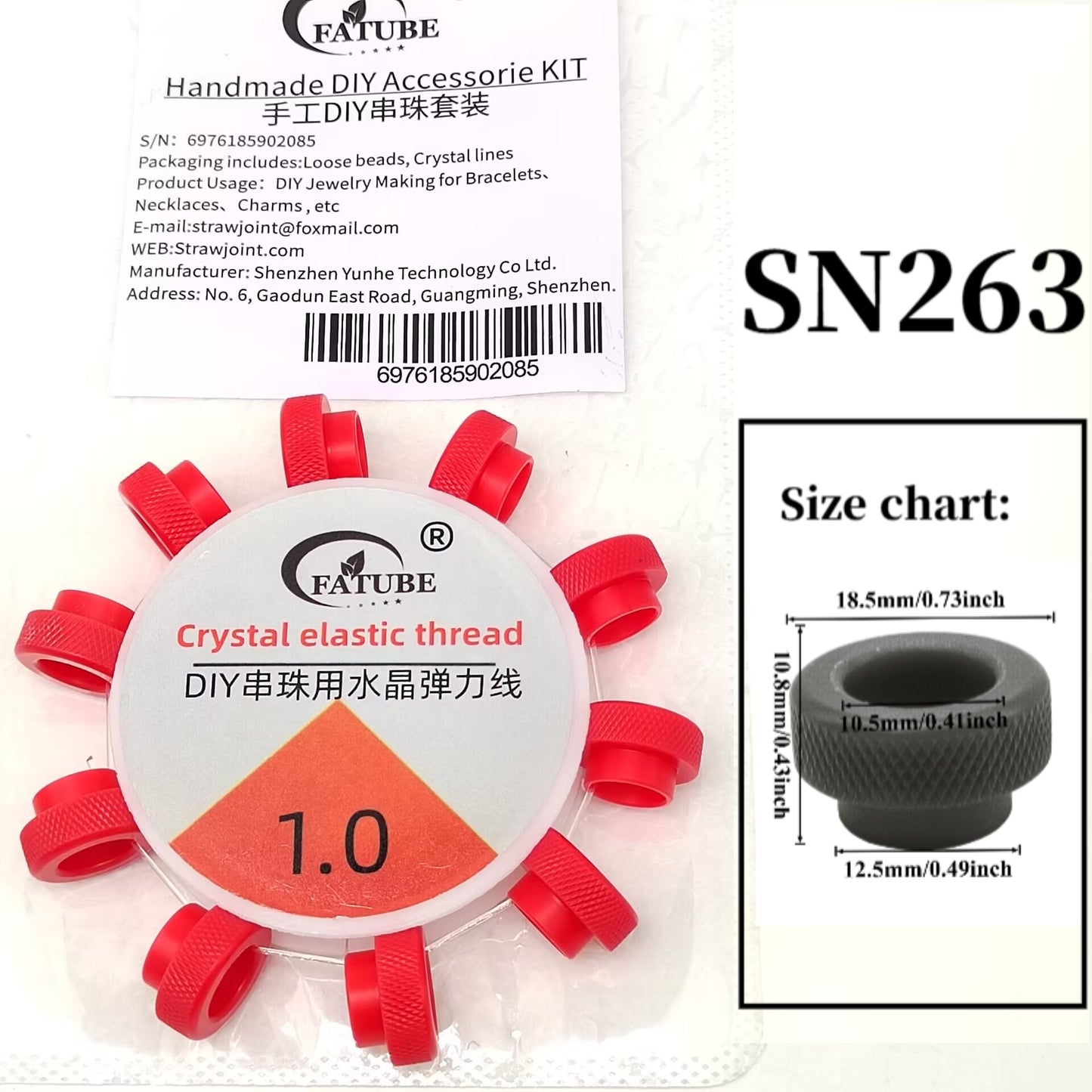 Multi-color PC material beads + elastic stringing thread set 1.0mm DIY bracelet and necklace accessory making thread materials set