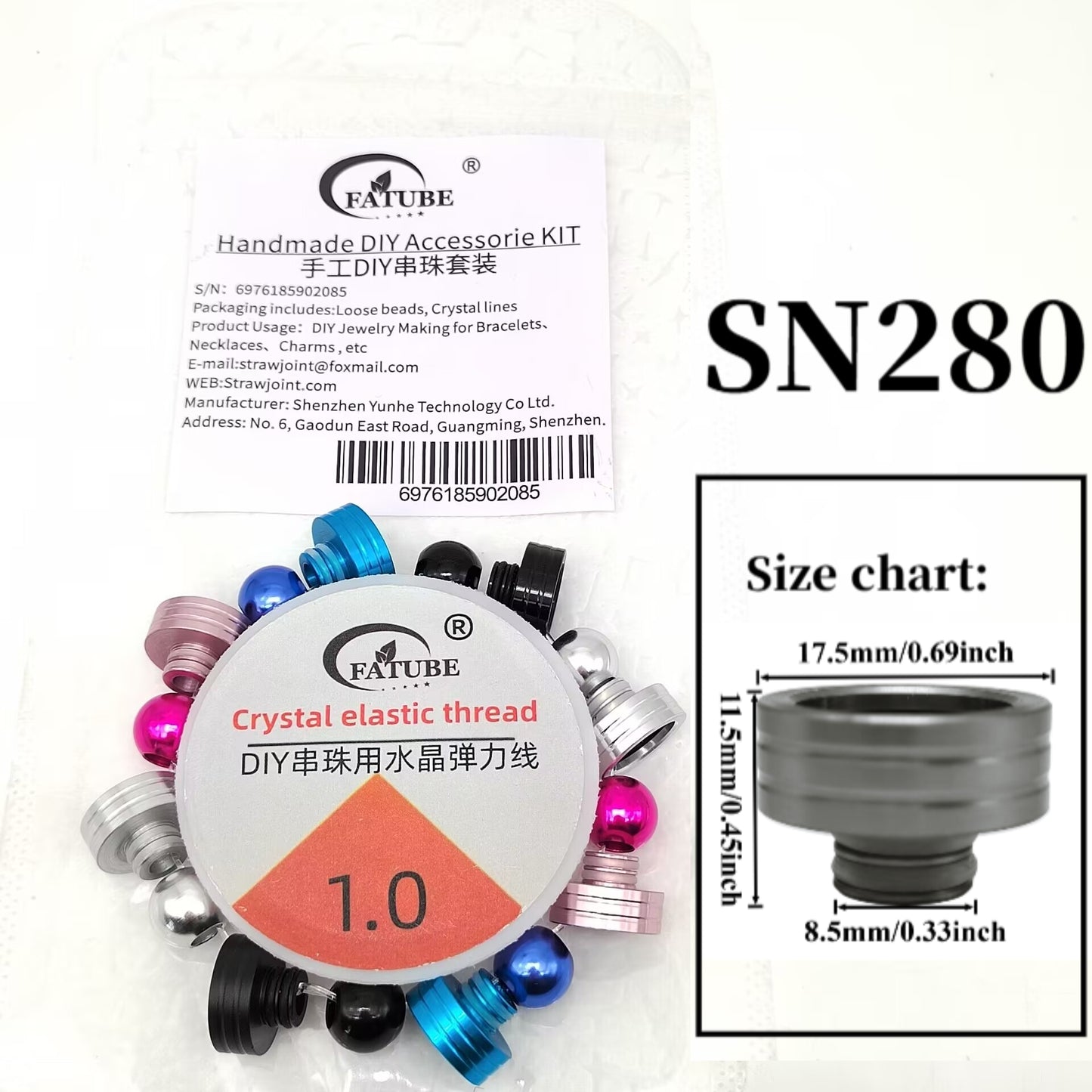 Multi-Color Aluminum Bead DIY Elastic String Kit Handmade Adjustable Bracelet Necklace Making Crystal Elastic Thread Accessory Set