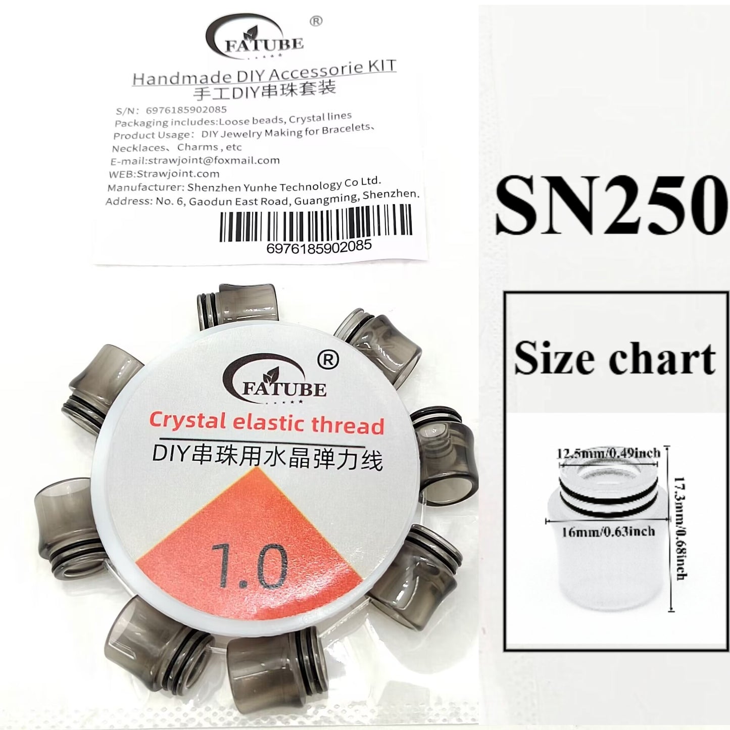 Mixed Imitation Agate Resin Barrel Loose Beads With 1.0mm Elastic Cord DIY Bracelet Jewelry Making Supplies