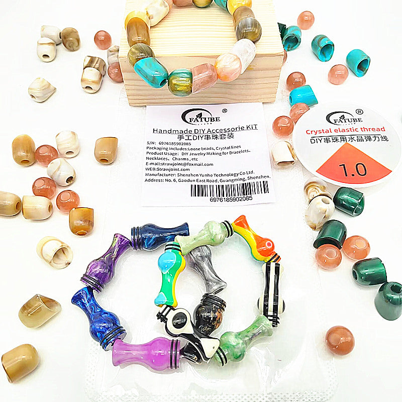 Mixed Color Imitate Jade Loose Beads Set Crystal Elastic Thread DIY Jewelry Making Accessories Material.