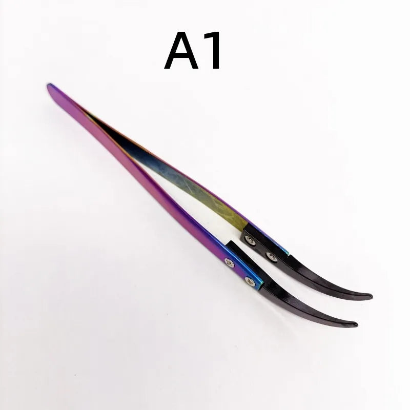 Straw Joint Stainless Steel Ceramic Tweezers High Temperature Head Changeable DIY Repair Hand Tool Rainbow 1Pcs