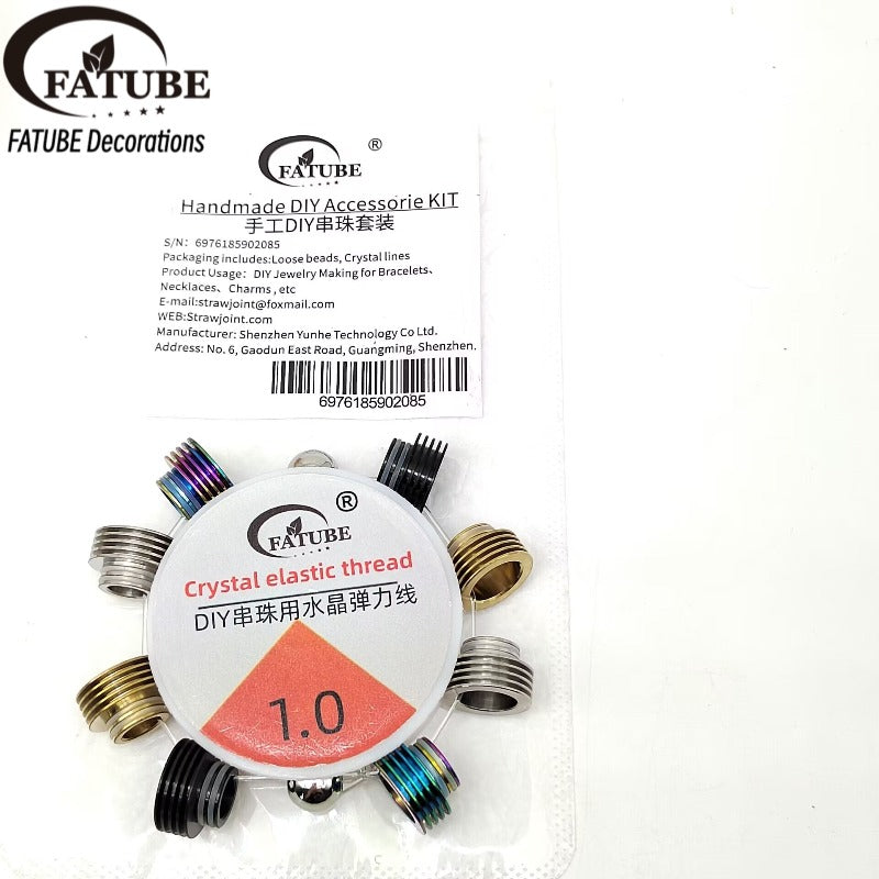 DIY Jewelry Making Loose Beads FATUBE Metal Stainless Steel Beads Kit with 1.0mm Crystal Elastic String for Handmade Bracelets Necklaces