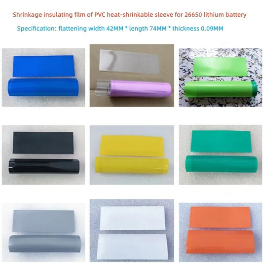 Straw Joint 100Pcs/Pack Flattened Width 42MM 26650 Lithium Battery PVC Heat-shrinkable Sleeve Skin Shrink Film